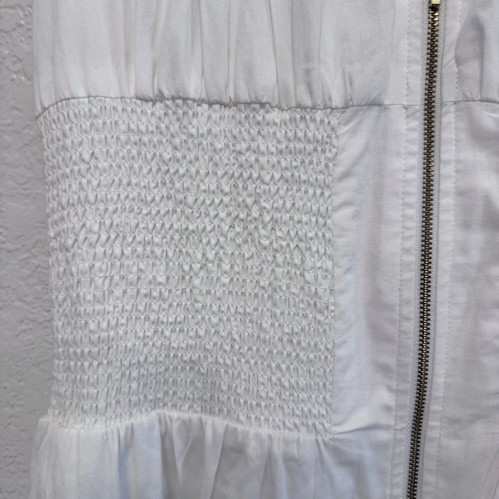 Anthropologie Tommie Zip-Front Midi Dress Modal Cotton Size Medium White - Picture 7 of 9
